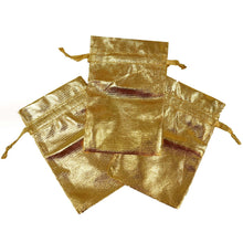 Load image into Gallery viewer, 10 Pack | 4&quot;x6&quot; Gold Lam&#39;e Satin Favor Bags Party Drawstring Pouches