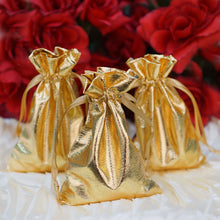 Load image into Gallery viewer, 10 Pack | 4&quot;x6&quot; Gold Lam&#39;e Satin Favor Bags Party Drawstring Pouches