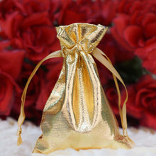 Load image into Gallery viewer, 10 Pack | 4&quot;x6&quot; Gold Lam&#39;e Satin Favor Bags Party Drawstring Pouches