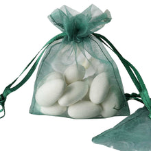 Load image into Gallery viewer, 10 Pack | 3&quot;x4&quot; Hunter Green Organza Favor Bags Party Drawstring Pouches
