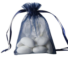 Load image into Gallery viewer, 10 Pack | 3&quot;x4&quot; Navy Blue Organza Favor Bags Party Drawstring Pouches