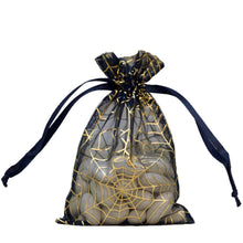 Load image into Gallery viewer, 10 Pack | 4&quot;x6&quot; Black Gold Spider Web Organza Favor Bags Party Drawstring Pouches