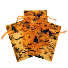 Load image into Gallery viewer, 10 Pack | 4&quot;x6&quot; Orange Black Bat Organza Favor Bags Party Drawstring Pouches