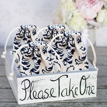 Load image into Gallery viewer, 10 Pack | 4&quot;x6&quot; Black/White Damask Printed Cotton Favor Bags Party Drawstring Pouches