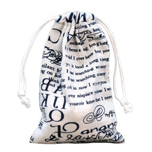 Load image into Gallery viewer, 10 Pack | 4&quot;x6&quot; Black/White Script Printed Cotton Favor Bags Party Drawstring Pouches