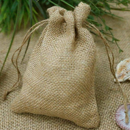 10 Pack 7" Natural Jute Burlap Favor Bags