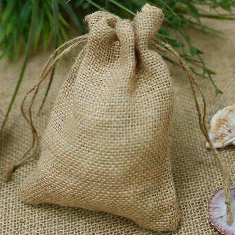 10 Pack 7" Natural Jute Burlap Favor Bags