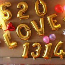 Load image into Gallery viewer, 16&quot; Matte Gold Mylar Foil Number Helium Balloons