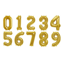 Load image into Gallery viewer, 16&quot; Matte Gold Mylar Foil Number Helium Balloons