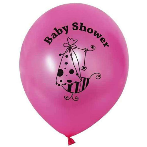 25 PCS 12" Pink Metallic Latex Baby Shower Balloons