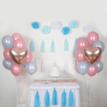 Load image into Gallery viewer, 47 Pcs Blue/White Decoration Kit with Foil Latex Balloon and Pom Tassels
