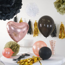 Load image into Gallery viewer, 47 Pcs Black/Gold Decoration Kit with Foil Latex Balloon and Pom Tassels