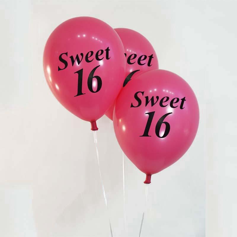 25 Pack 12" Pink Metallic Latex Sweet 16 Balloons