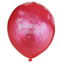 Load image into Gallery viewer, 25 Pack 12&quot; Red Metallic Latex Happy Birthday Balloons