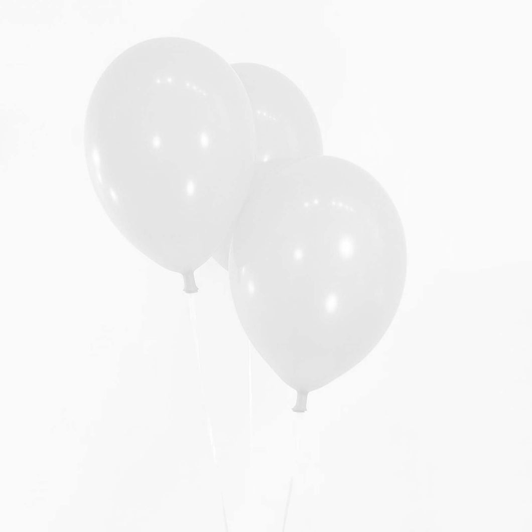 25 Pack 12" White Metallic Latex Water Air Helium Party Balloons