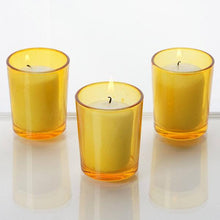 Load image into Gallery viewer, 12 Pack White Votive Candles with Amber Votive Holders