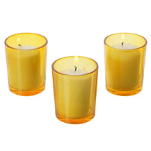 Load image into Gallery viewer, 12 Pack White Votive Candles with Amber Votive Holders