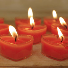 Load image into Gallery viewer, 12 Pack Red Heart Shaped Tea Light Candles