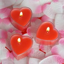 Load image into Gallery viewer, 12 Pack Red Heart Shaped Tea Light Candles