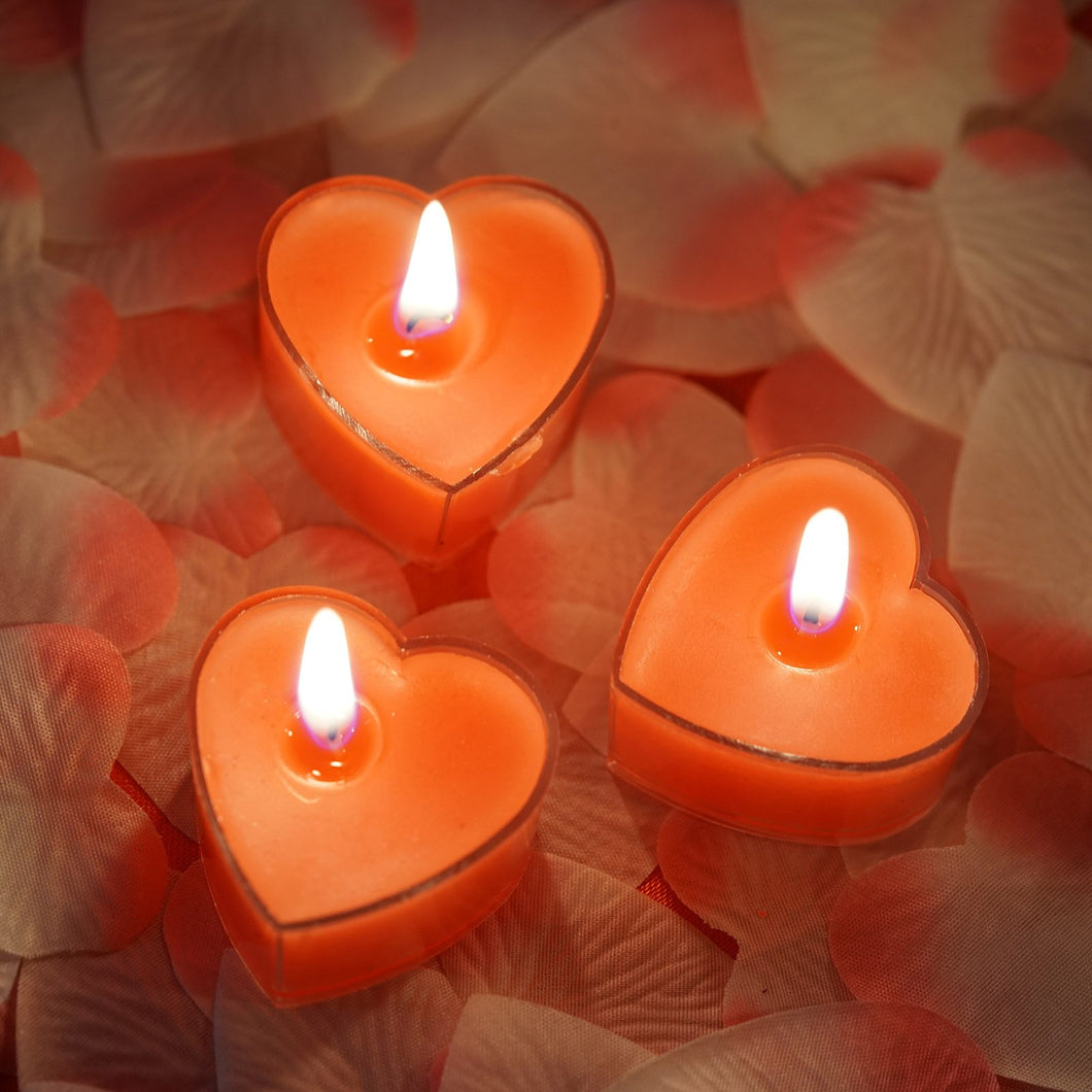 12 Pack Red Heart Shaped Tea Light Candles
