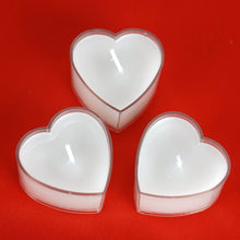 Load image into Gallery viewer, 12 Pack White Heart Shaped Tea Light Candles