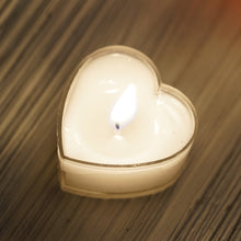 Load image into Gallery viewer, 12 Pack White Heart Shaped Tea Light Candles
