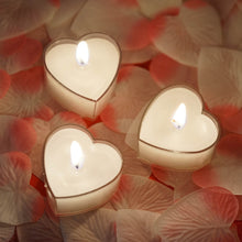 Load image into Gallery viewer, 12 Pack White Heart Shaped Tea Light Candles