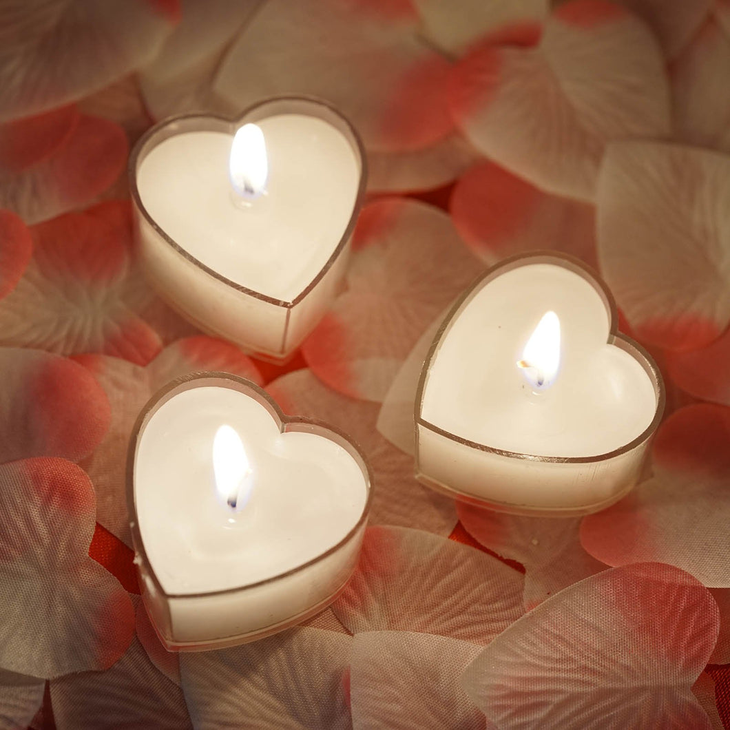 12 Pack White Heart Shaped Tea Light Candles