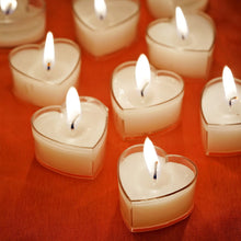 Load image into Gallery viewer, 12 Pack White Heart Shaped Tea Light Candles