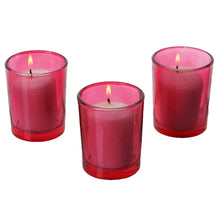 Load image into Gallery viewer, 12 Pack White Votive Candles with Red Votive Holders