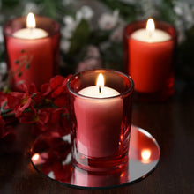 Load image into Gallery viewer, 12 Pack White Votive Candles with Red Votive Holders