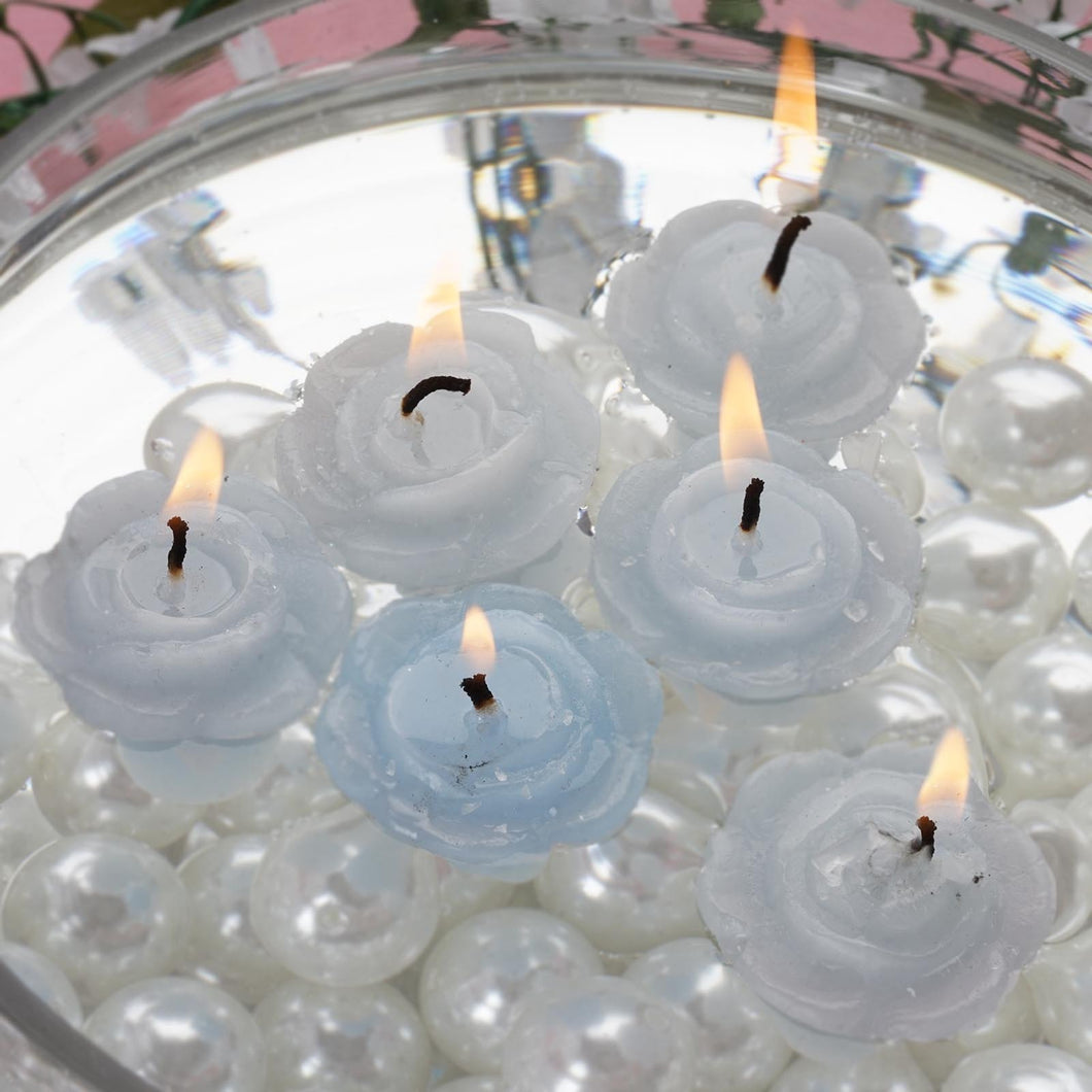 12 Pack | 1" Blue Mini Rose Flower Floating Candles