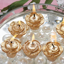 Load image into Gallery viewer, 12 Pack | 1&quot; Gold Mini Rose Flower Floating Candles