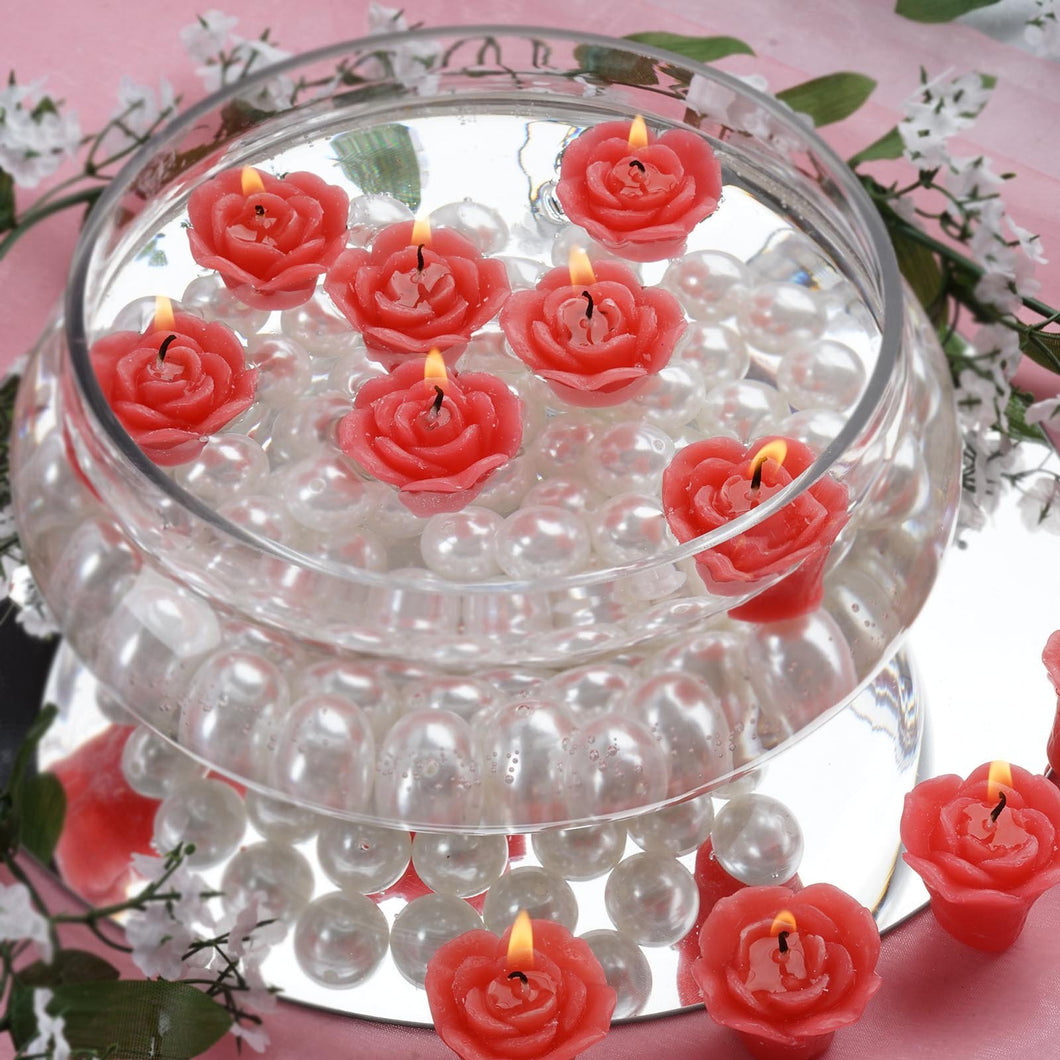 12 Pack | 1" Red Mini Rose Flower Floating Candles