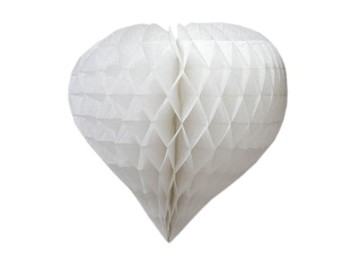 12 Pack 16" White Heart-Shaped Honeycomb Paper Lantern