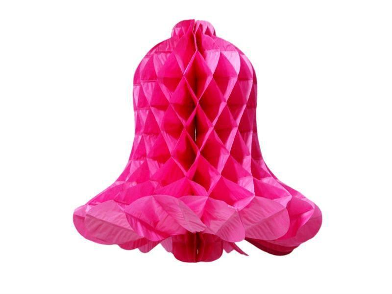 12 Pack 16" Fushia Bell-Shaped Honeycomb Paper Lantern