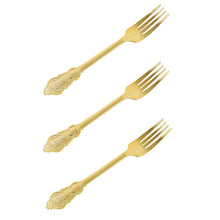 Load image into Gallery viewer, 24 Pack | 8&quot; Metallic Gold Baroque Disposable Cutlery Plastic Forks