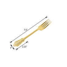 Load image into Gallery viewer, 24 Pack | 8&quot; Metallic Gold Baroque Disposable Cutlery Plastic Forks