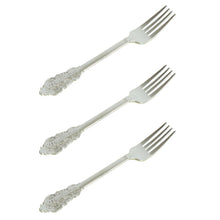 Load image into Gallery viewer, 24 Pack | 8&quot; Metallic Silver Baroque Disposable Cutlery Plastic Forks