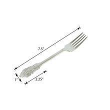 Load image into Gallery viewer, 24 Pack | 8&quot; Metallic Silver Baroque Disposable Cutlery Plastic Forks
