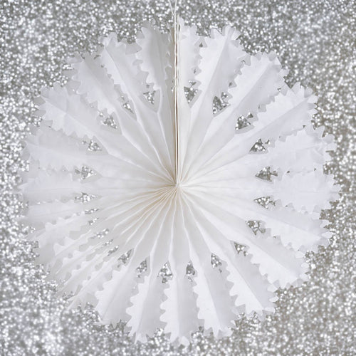 12 Pack | 12" White Dandelion Hanging Honeycomb Tissue Fan