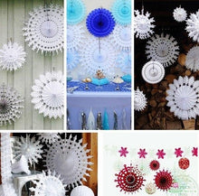 Load image into Gallery viewer, 12 Pack | 12&quot; White Dandelion Hanging Honeycomb Tissue Fan