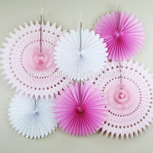 Load image into Gallery viewer, 12 Pack | 12&quot; White Dandelion Hanging Honeycomb Tissue Fan