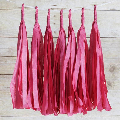 12 PCS Fushia Tissue Paper Balloon Tassel Garlands