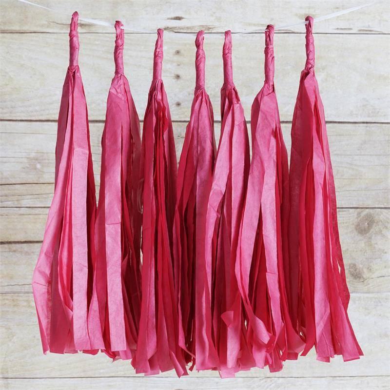 12 PCS Fushia Tissue Paper Balloon Tassel Garlands