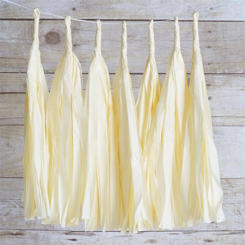 12 PCS Ivory Tissue Paper Balloon Tassel Garlands