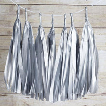 Load image into Gallery viewer, 12 PCS Metallic Silver Tissue Paper Balloon Tassel Garlands