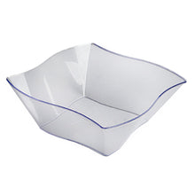 Load image into Gallery viewer, 12 Pack Clear 35oz Wave Design Plastic Square Disposable Serving Bowl