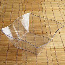 Load image into Gallery viewer, 12 Pack Clear 35oz Wave Design Plastic Square Disposable Serving Bowl