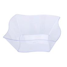 Load image into Gallery viewer, 12 Pack Clear 16oz Wave Design Plastic Square Disposable Bowl
